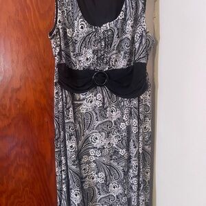 Elegant Black and White Paisley Dress
